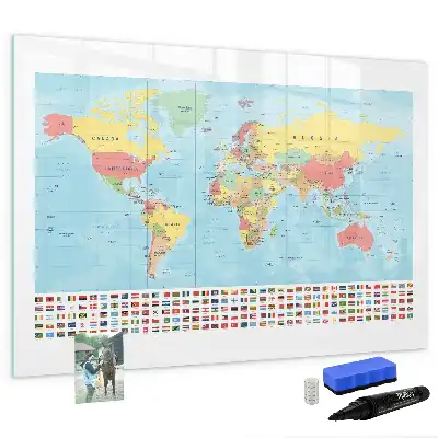 Carte géographique du monde tableau magnétique pour dessiner