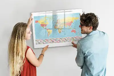Carte géographique du monde tableau magnétique pour dessiner