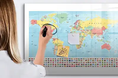 Carte géographique du monde tableau magnétique pour dessiner
