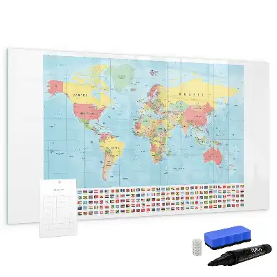 Carte géographique du monde tableau magnétique pour dessiner