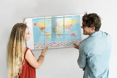 Carte géographique du monde tableau magnétique pour dessiner