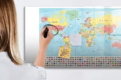 Carte géographique du monde tableau magnétique pour dessiner