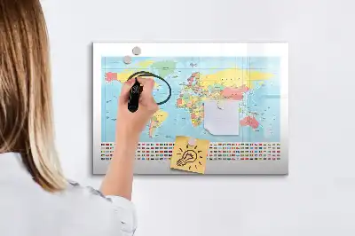 Carte géographique du monde tableau magnétique pour dessiner