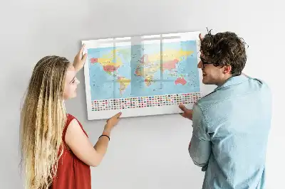 Carte géographique du monde tableau magnétique pour dessiner