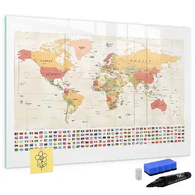 Tableau magnétique à dessiner motif carte du monde
