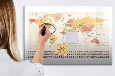 Tableau magnétique à dessiner motif carte du monde