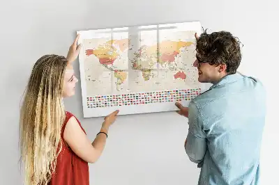 Tableau magnétique à dessiner motif carte du monde