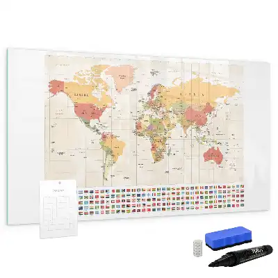 Tableau magnétique à dessiner motif carte du monde