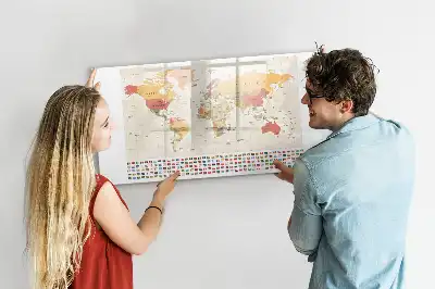 Tableau magnétique à dessiner motif carte du monde
