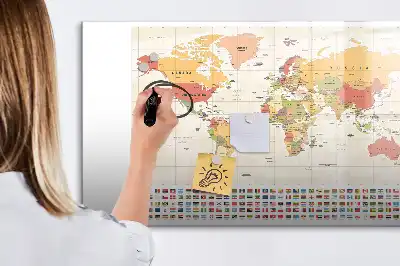 Tableau magnétique à dessiner motif carte du monde