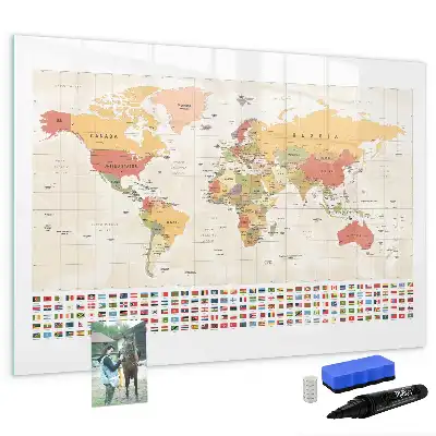 Tableau magnétique à dessiner motif carte du monde