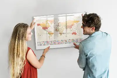 Tableau magnétique à dessiner motif carte du monde