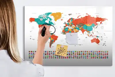 Tableau magnétique à dessiner carte du monde colorée