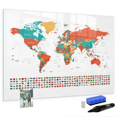 Tableau magnétique à dessiner carte du monde colorée