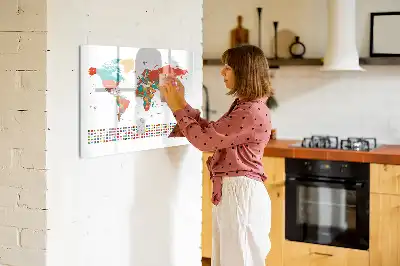Tableau magnétique à dessiner carte du monde colorée