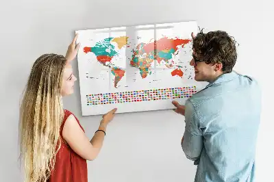 Tableau magnétique à dessiner carte du monde colorée