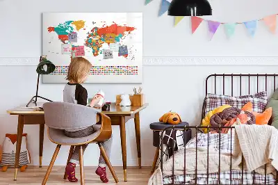 Tableau magnétique à dessiner carte du monde colorée
