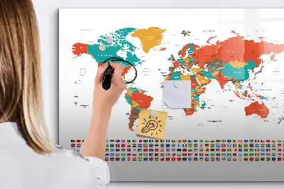 Tableau magnétique à dessiner carte du monde colorée