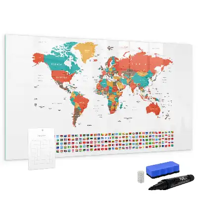 Tableau magnétique à dessiner carte du monde colorée
