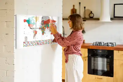 Tableau magnétique à dessiner carte du monde colorée