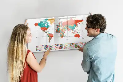 Tableau magnétique à dessiner carte du monde colorée