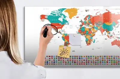 Tableau magnétique à dessiner carte du monde colorée