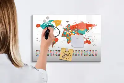 Tableau magnétique à dessiner carte du monde colorée