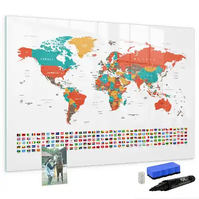Tableau magnétique à dessiner carte du monde colorée