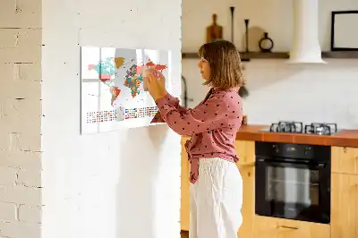 Tableau magnétique à dessiner carte du monde colorée