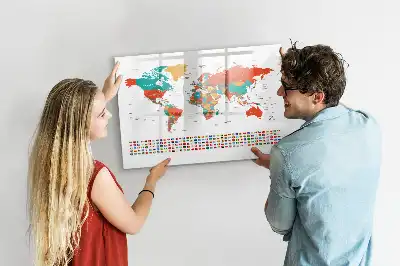 Tableau magnétique à dessiner carte du monde colorée