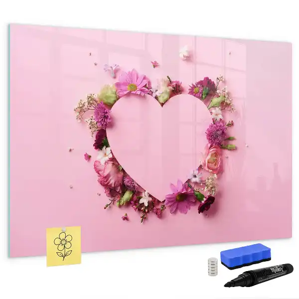 Tableau magnétique à dessiner motif cœur de fleurs