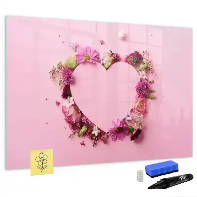 Tableau magnétique à dessiner motif cœur de fleurs
