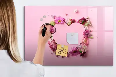 Tableau magnétique à dessiner motif cœur de fleurs