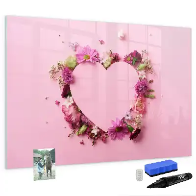 Tableau magnétique à dessiner motif cœur de fleurs