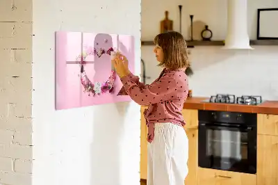 Tableau magnétique à dessiner motif cœur de fleurs