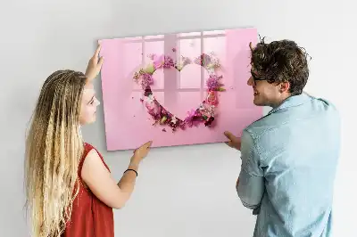 Tableau magnétique à dessiner motif cœur de fleurs