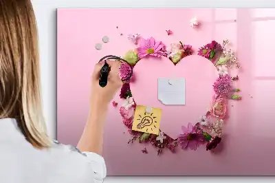 Tableau magnétique à dessiner motif cœur de fleurs