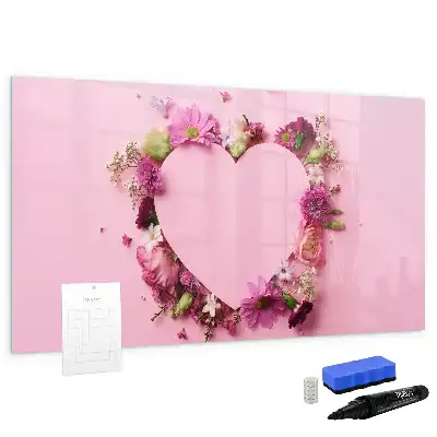 Tableau magnétique à dessiner motif cœur de fleurs