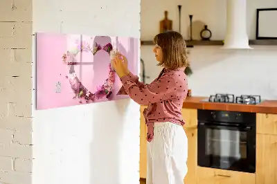 Tableau magnétique à dessiner motif cœur de fleurs