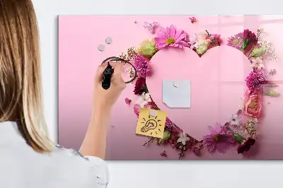 Tableau magnétique à dessiner motif cœur de fleurs