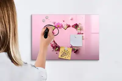 Tableau magnétique à dessiner motif cœur de fleurs