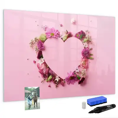 Tableau magnétique à dessiner motif cœur de fleurs