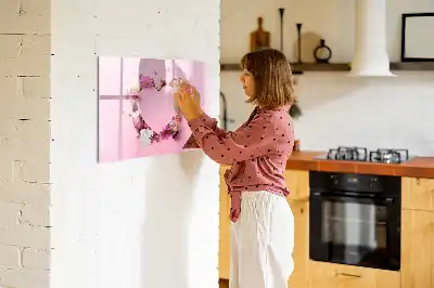 Tableau magnétique à dessiner motif cœur de fleurs