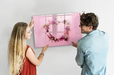 Tableau magnétique à dessiner motif cœur de fleurs