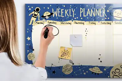 Tableau magnétique à dessiner planificateur hebdomadaire motif cosmique
