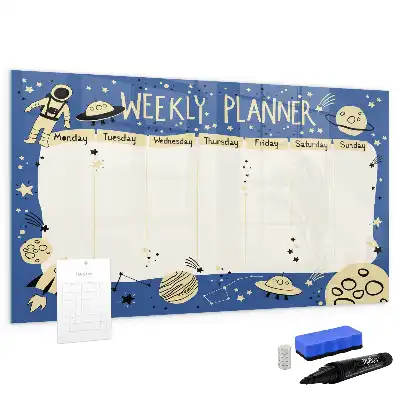 Tableau magnétique à dessiner planificateur hebdomadaire motif cosmique
