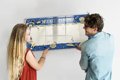 Tableau magnétique à dessiner planificateur hebdomadaire motif cosmique