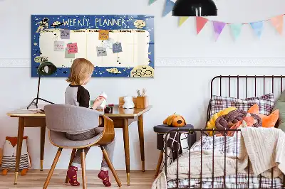 Tableau magnétique à dessiner planificateur hebdomadaire motif cosmique