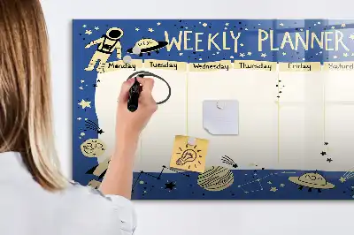 Tableau magnétique à dessiner planificateur hebdomadaire motif cosmique