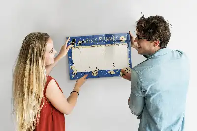 Tableau magnétique à dessiner planificateur hebdomadaire motif cosmique